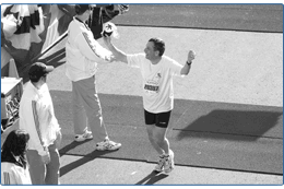 president bacow finishes the boston marathon